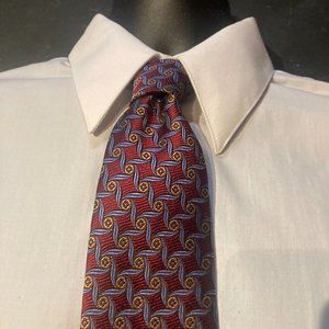Robert Talbott Carmel Hand Sewn Silk Necktie Red Blue Geometric Tie USA